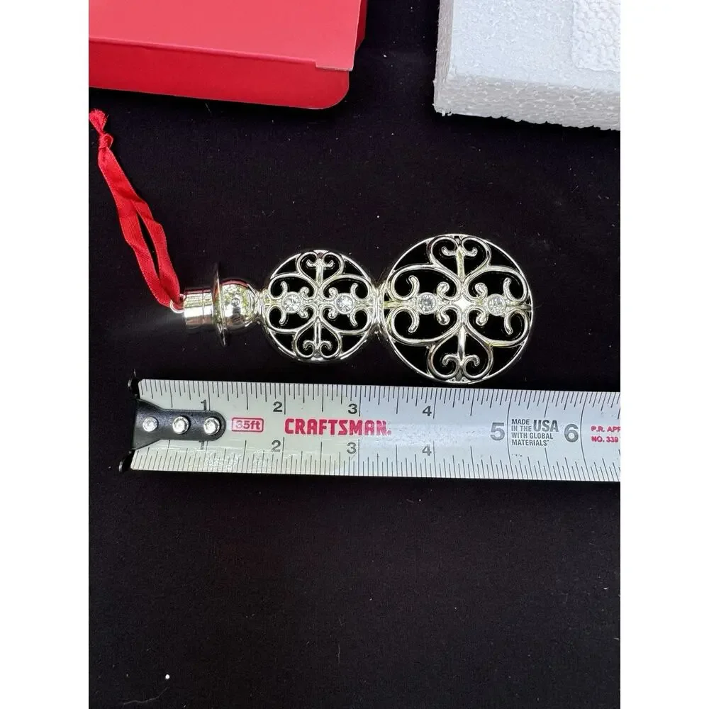 Lenox Sparkle And Scroll SILVERPLATED JEWELED Snowman Ornament MIB -S1T